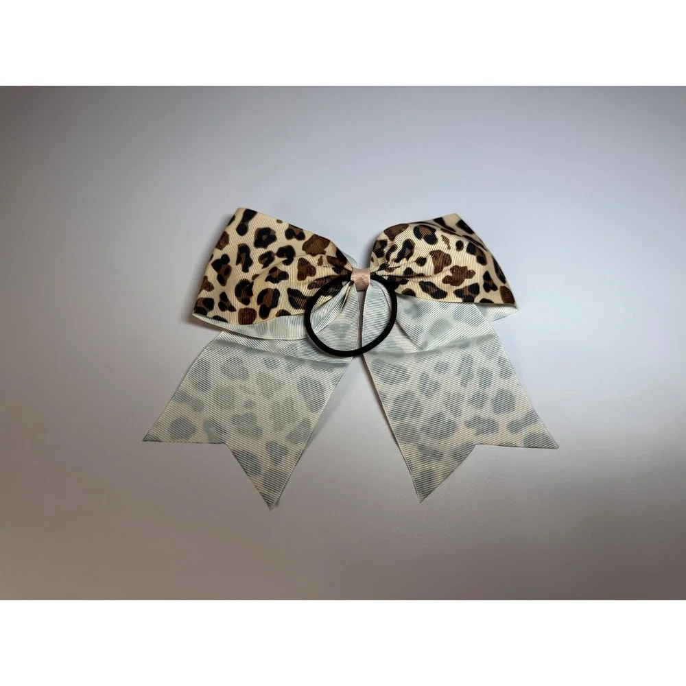Large Leopard‎ Print Cheer Bow Ponytail Holder Dance Hair Accessory